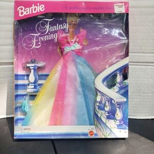 Barbie Fantasy Evening Fashions Doll in Pink, Yellow, and Blue